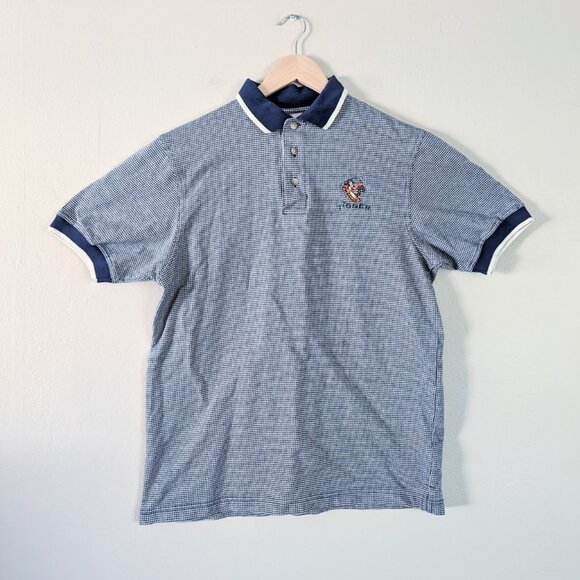NWT Vintage 1990s Disney Store Houndstooth Embroidered Tigger Golf Polo Blue S - Picture 1 of 11